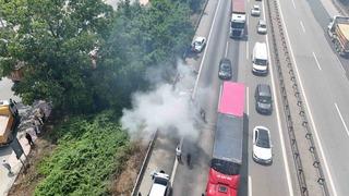 Yolun ortasında dumanlar çıktı! Anadolu Otoyolu'nda yangın paniği
