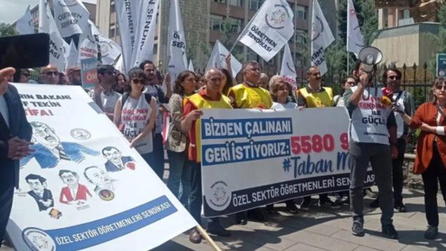 Özel okullarda çalışan öğretmenlerden taban maaş protestosu! Eşit ücret için direniyorlar...