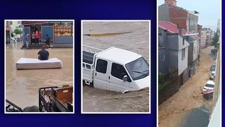 Çareyi yatakta buldu! Trabzon'da göle dönen sokakta ilginç görüntü: Arabaya biner gibi bindi... Araçlar mahsur kaldı, evleri su bastı: Bir vatandaş kayboldu