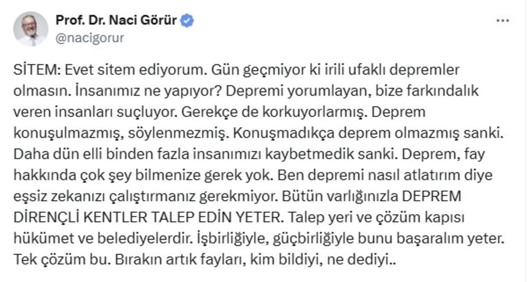1200xauto Naci Görür'den vatandaşa sitem! 'Evet sitem ediyorum! Bırakın artık fayları, kim bildiyi, ne dediyi..'