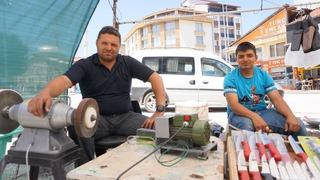 Burdur Gölhisar'da Kurban Bayramı öncesi bıçak bileme ustalarının yoğun mesaisi başladı