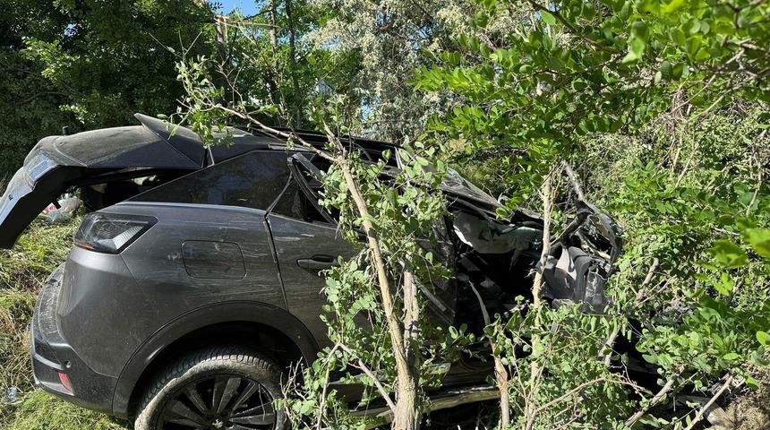 Kontrolden çıkarak ağaçlık alana giren otomobilde 3 kişi yaralandı