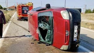 Otomobil kontrolden çıkarak devrildi: 4 yaralı
