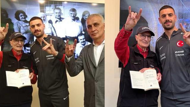 A Milli Takım'dan Prof. Dr. Aziz Sancar'a ziyaret! Bozkurt işaretli poz dikkat çekti