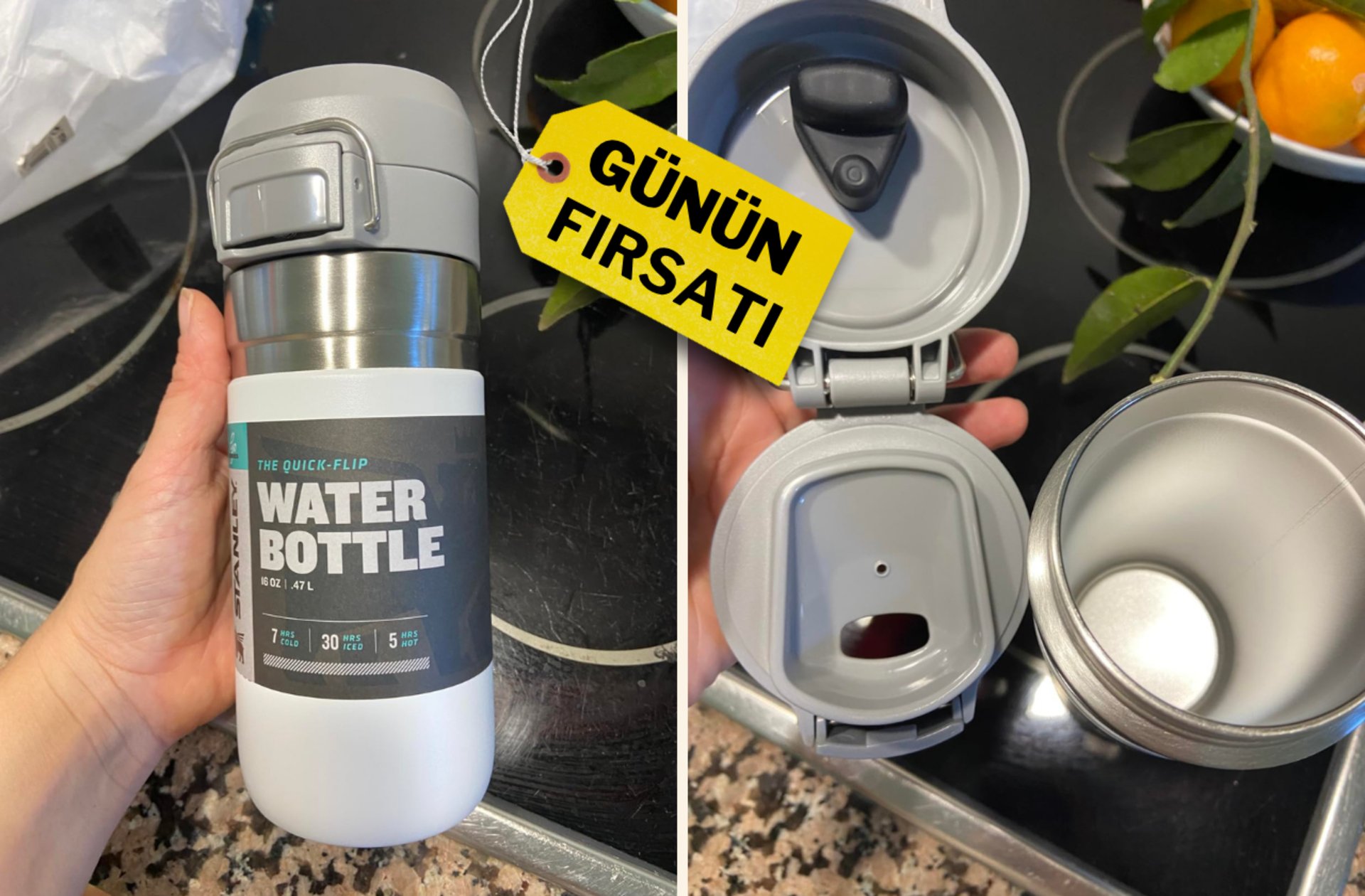 Fiyatı 1259 TL'ye düştü! İçecekleri 5 saat sıcak, 30 saat buzlu tutan Stanley Quick Flip Termos indirimde