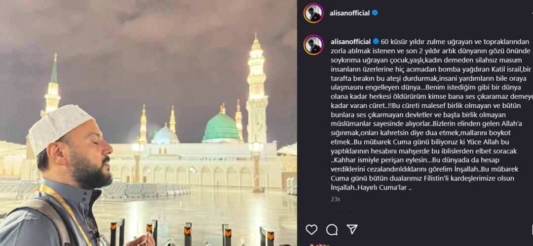 Alişan dan umre fotoğraflı Filistin paylaşımı! Boykot çağrısında bulundu 1