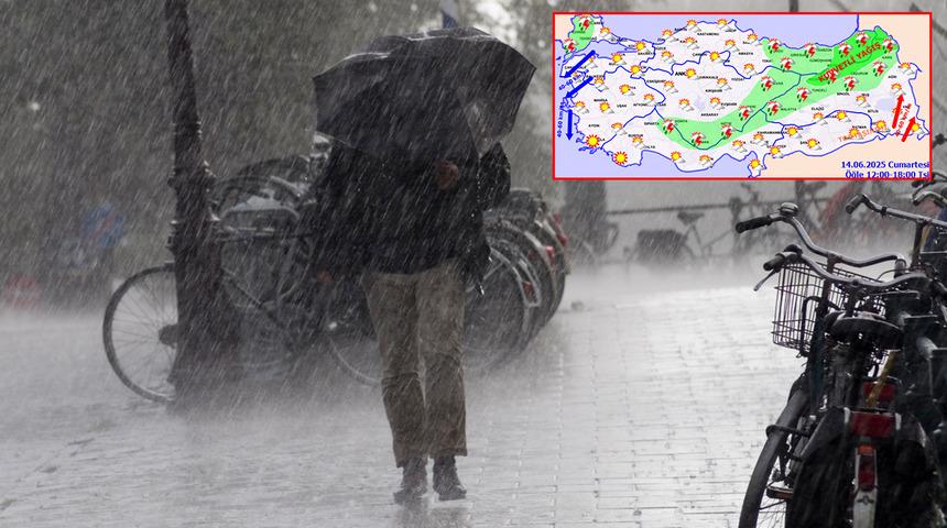 Meteoroloji'den gök gürültülü sağanak uyarısı: Sıcaklıklar düşüyor! 14 Haziran Cumartesi il il hava durumu...