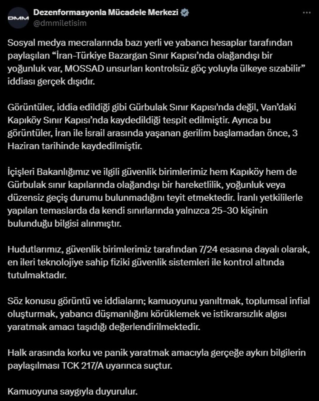 DMM den  MOSSAD  iddialarına yalanlama! "Gerçek dışıdır" 1