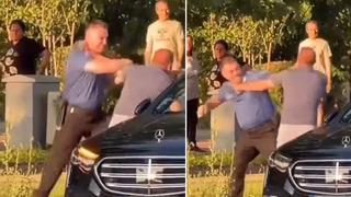 Polis ile iş insanı yumruk yumruğa kavga etti! O anlar telefon kamerasına yansıdı