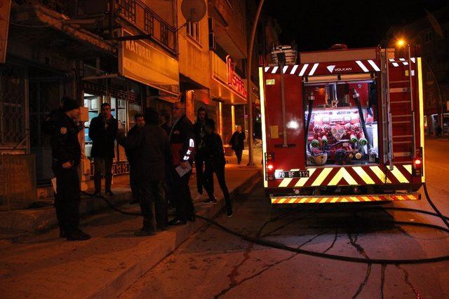 Karaman’da çıkan yangında dumandan etkilenen bir kişi hastaneye kaldırıldı