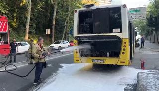 Sarıyer'de otobüste çıkan yangın söndürüldü