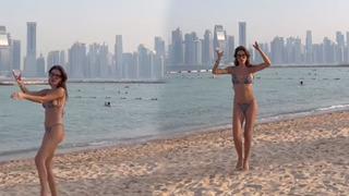 Yüsra Geyik plajda kendinden geçti! Dansına beğeni yağdı