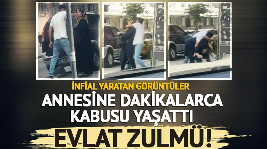Sokak ortasında annesini darbetti! 
