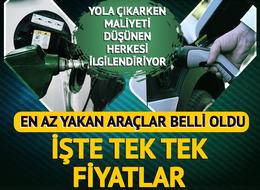 En az yakan arabalar belli oldu! İşte tek tek fiyatlar... Yola çıkarken maliyeti düşünen herkesi ilgilendiriyor