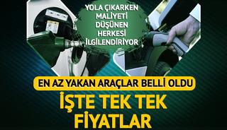 En az yakan arabalar belli oldu! İşte tek tek fiyatlar