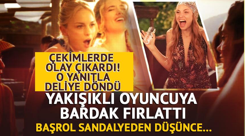 Çekimlerde olay çıkardı! Yakışıklı oyuncuya bardak fırlattı! Başrol sandalyeden düştü