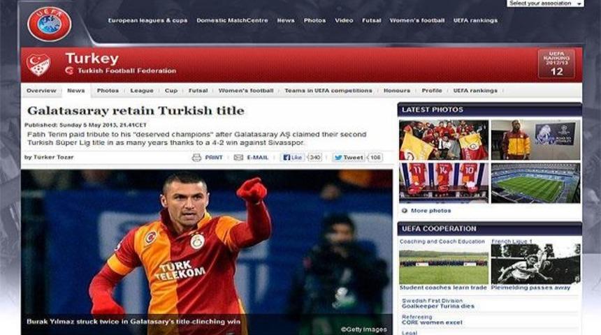 G.Saray'ın şampiyonluğu UEFA.com'da!