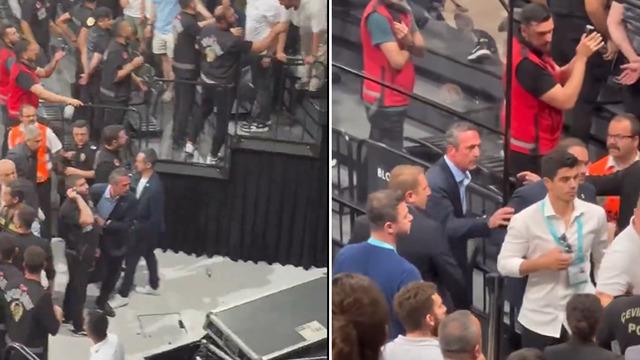 Basketbol derbisinde Beşiktaş ve Fenerbahçeli yöneticiler arasında gerilim! Ali Koç müdahale etmek için locaya gitti