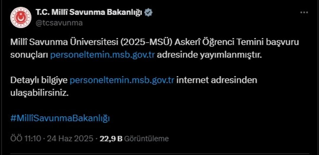 MSÜ tercih sonuçları açıklandı 1