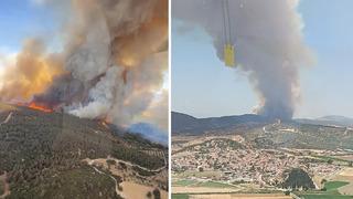 İzmir Foça'da orman yangını! Kilometrelerce öteden görülüyor