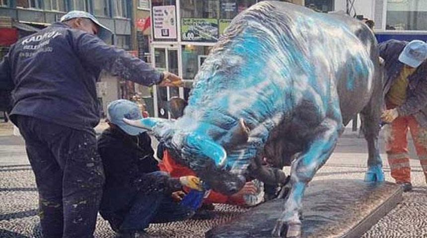 Boğa'yı Lazio renklerine boyadılar!