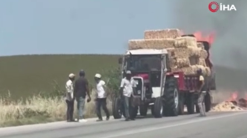 Edirne’de balya yüklü römorkta yangın çıktı