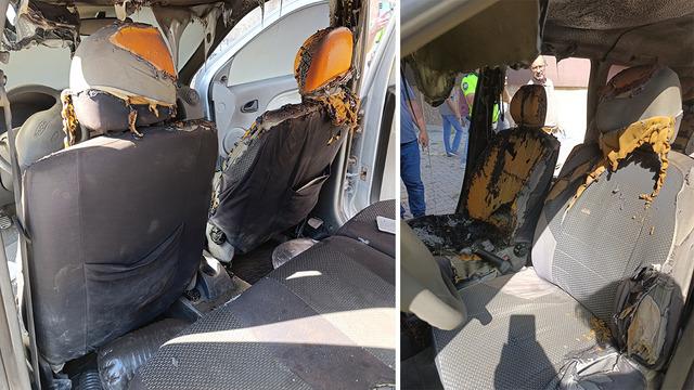 Araçta unutulan cep telefonu patladı, otomobil alev aldı