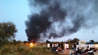 Antalya'da fiber tekne yandı