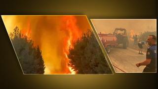 Bakanlardan art arda açıklamalar! Yangınlar nedeniyle 50 binden fazla vatandaş güvenli bölgelere alındı... Hatay'da ciddi rüzgar var yangın büyüyor, hava araçları kaldırılamıyor