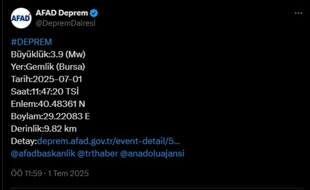 Son dakika: AFAD duyurdu! Bursa da 70 dakika arayla ikinci deprem; önce 3,9 şimdi 4,2... Artçı sarsıntılar yaşanıyor 1