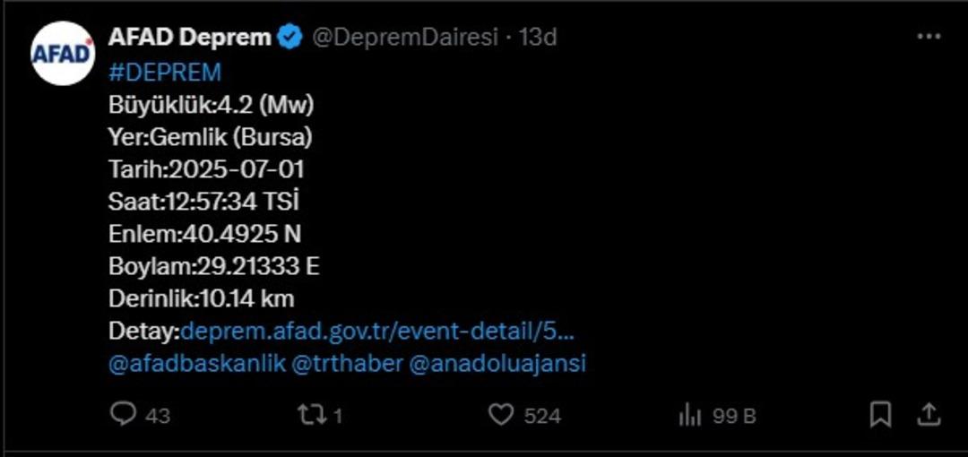 Son dakika: AFAD duyurdu! Bursa da 70 dakika arayla ikinci deprem; önce 3,9 şimdi 4,2... Artçı sarsıntılar yaşanıyor 4
