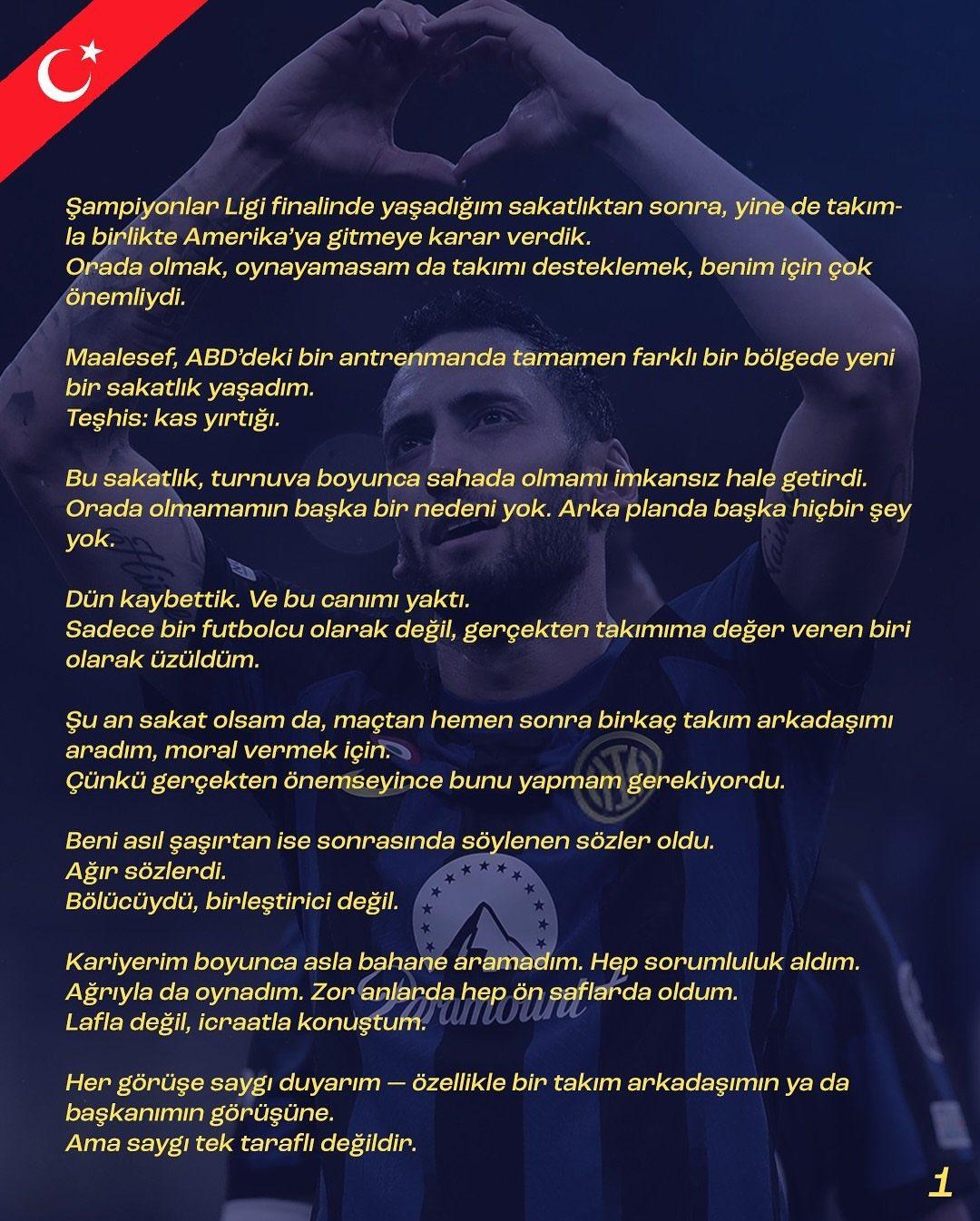 Hakan Çalhanoğlu krizi dinmek bilmiyorum! Şimdi de milli yıldızdan 2 sayfalık açıklama geldi! Öyle şeyler dedi ki... 3