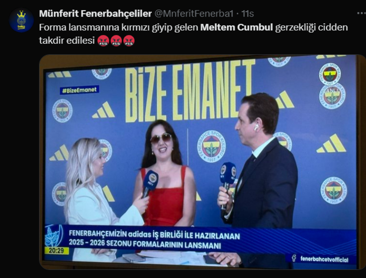 Meltem Cumbul, Fenerbahçe'nin forma lansmanında seçtiği elbisenin rengiyle tepki çekti! G1