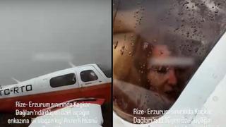 Kaçkar Dağları'na düşen uçağın ilk görüntüleri ortaya çıktı! Vatandaş buldu, enkazdaki yolcuyla konuşmaya çalıştı! İşte o anlar...