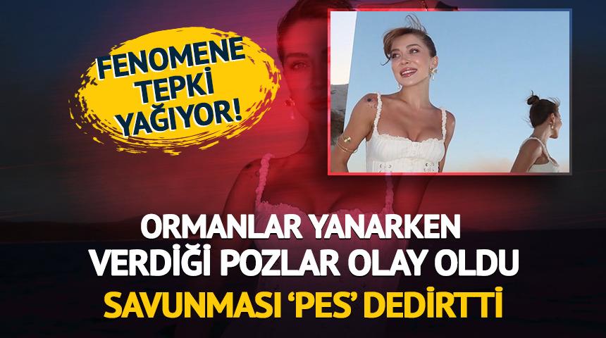 Fenomene tepki yağdı! İzmir'deki yangında dumanların önünde poz verdi!