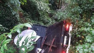 Kamyon şarampole yuvarlandı; 2 yaralı