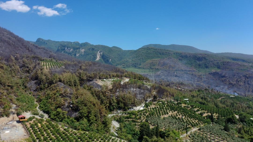 1200xauto Hatay Dörtyol'daki orman yangınında zarar gören alanlar dronla görüntülendi
