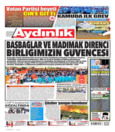 Aydnlk Okusi
 Gazetesi oku