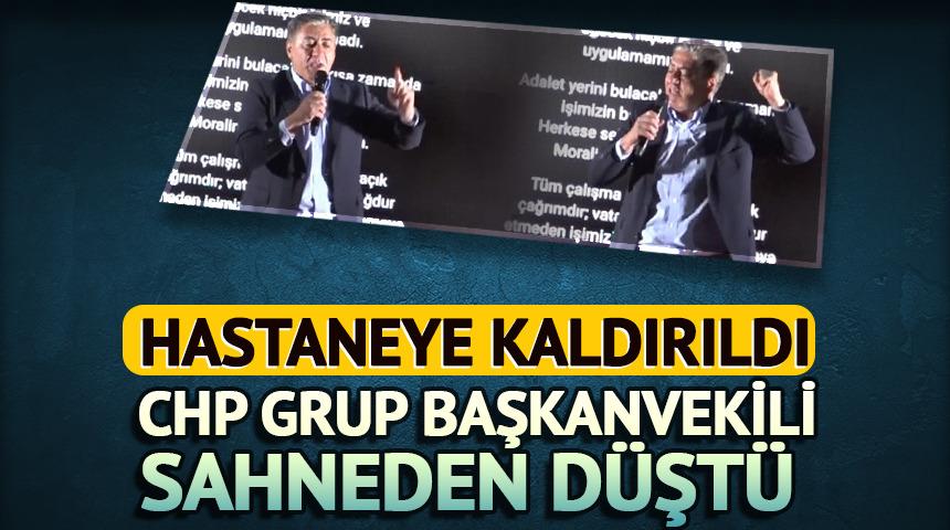 CHP Grup Başkanvekili Emir sahneden inerken düştü! Hastaneye kaldırıldı