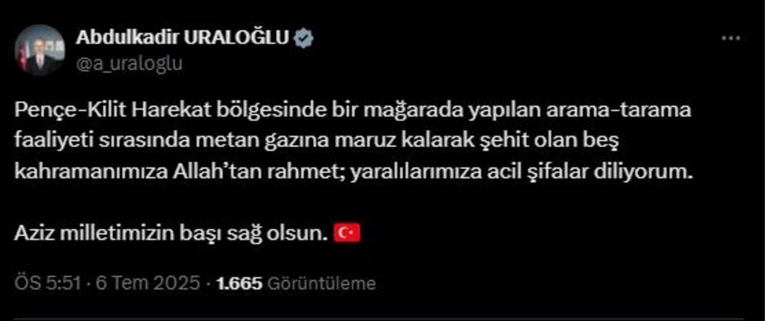 5 askerimiz metan gazı zehirlenmesinde şehit oldu! Siyasilerden başsağlığı mesajları peş peşe geldi 5