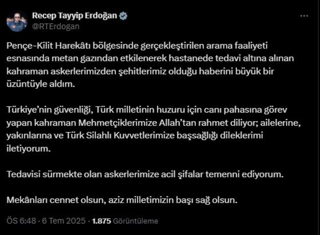 5 askerimiz metan gazı zehirlenmesinde şehit oldu! Siyasilerden başsağlığı mesajları peş peşe geldi 1