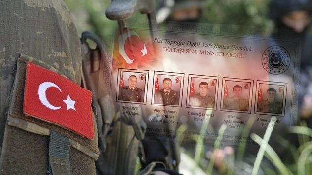 Metan gazı zehirlenmesinde 5 askerimiz şehit oldu! MSB şehitlerin isimlerini açıkladı