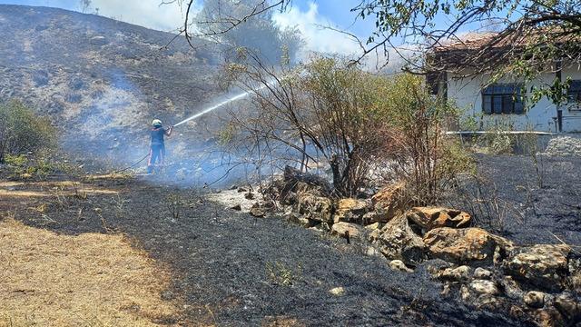 Çorum'da otluk alanda yangın: Evlere sıçramasını itfaiye önledi