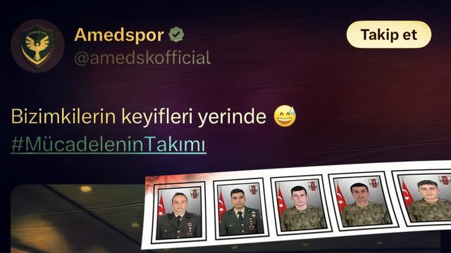 Şehit haberi sonrası Amedspor'un paylaşımı tepki çekti