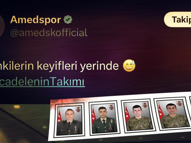 Şehit haberi sonrası Amedspor'un paylaşımı tepki çekti