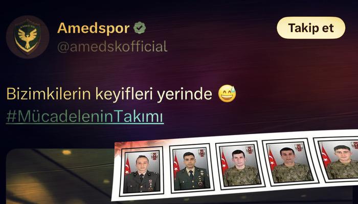 Şehit haberi sonrası Amedspor'un paylaşımı tepki çekti