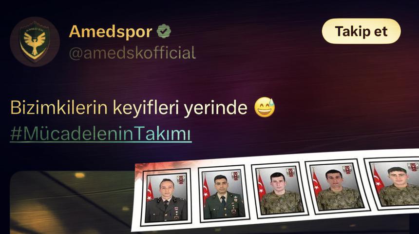 Türkiye 8 şehit askerine gözyaşı dökerken Amedspor'un paylaşımı tepki çekti