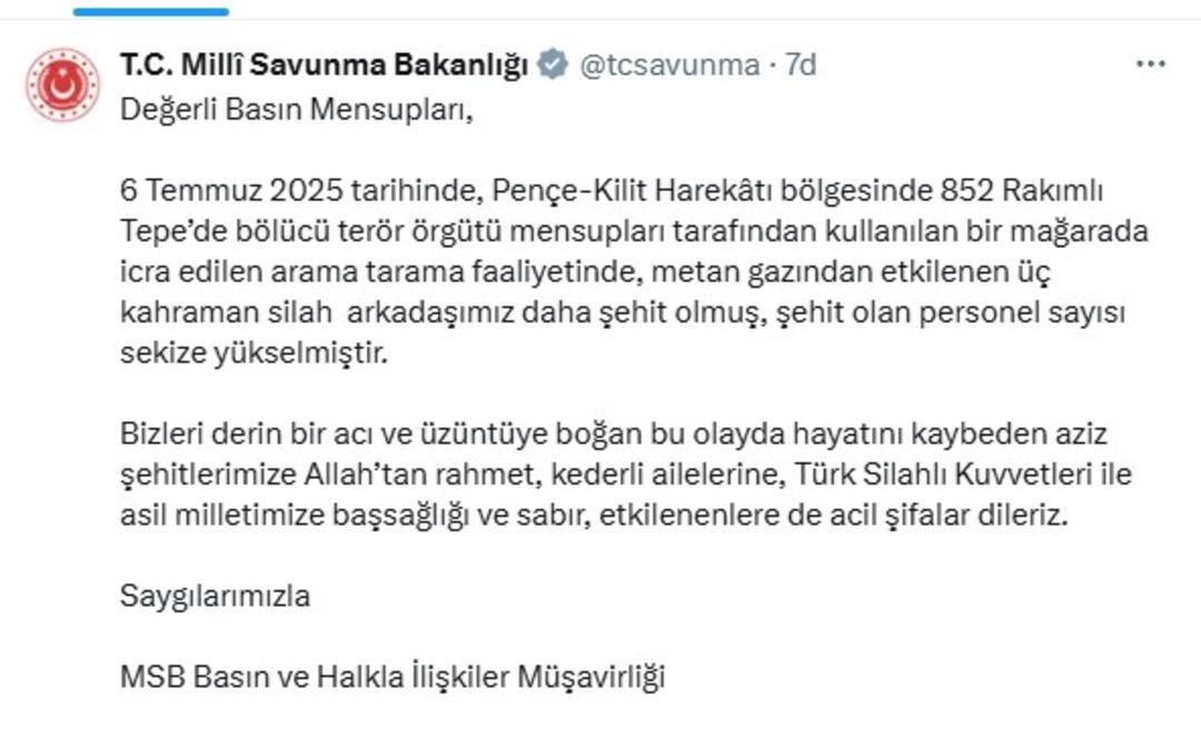 SON DAKİKA! Kahreden haber: Şehit sayısı 8 e yükseldi 1