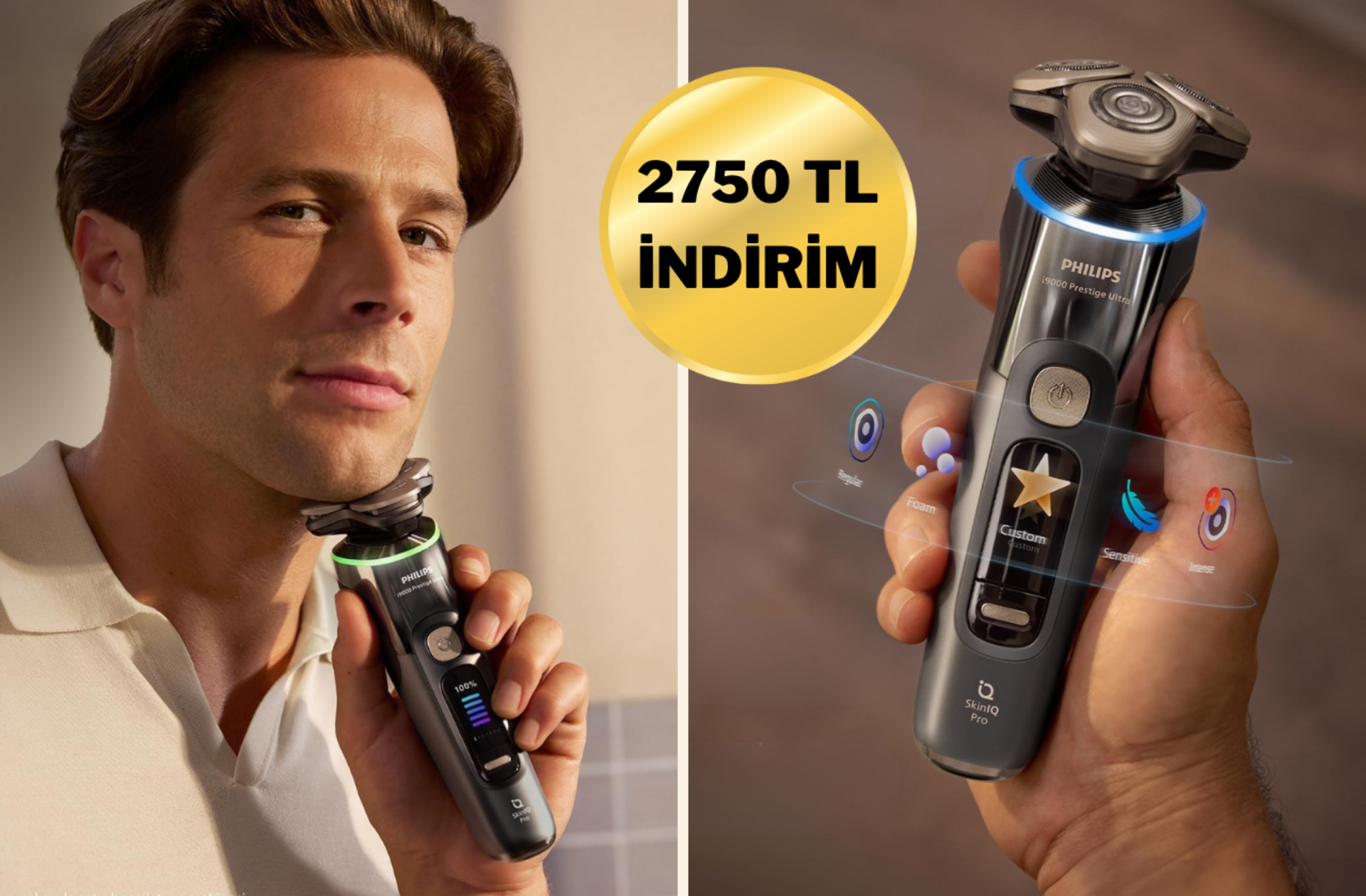 Cildinizi tanıyan tıraş makinesiyle tanışın: Philips i9000 Ultra Prestige Tıraş Makinesi indirimde