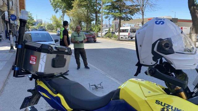 Kütahya’da dron destekli trafik denetimi